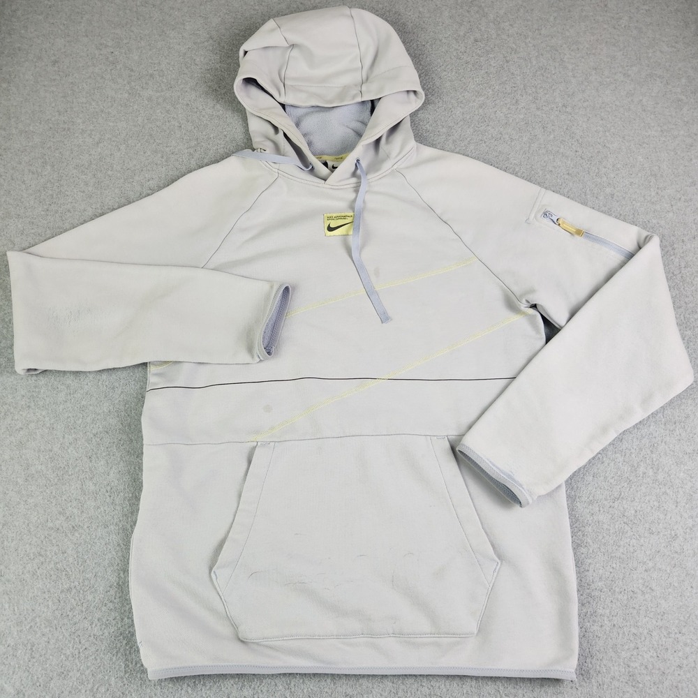 Nike Hoodie Mens Small Grey Dri-FIT Performance Sport Apparel Fleece Lined